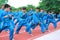 Children are learning traditional martial art in a sport club in Vietnam