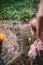 Children and leopard cub