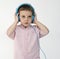 Children Listening Music Song Headphones Concept