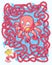 Children logic game to pass the maze. Cute octopus with long tangled tentacles