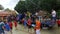 Children on the lorry fill the water from tank and fight with people.