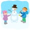 Children make a snowman