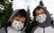 Children with masks in the fight against covid-19.