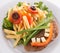 Children meal, french fries with meat and vegetables