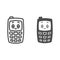 Children mobile phone line and solid icon, Kids toys concept, Children walkie-talkie or cell phone sign on white