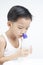 Children nasal clean by saline solution