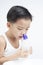 Children nasal clean by saline solution