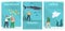 Children in Oceanarium Cartoon Posters. Little Characters Learn Marine Flora and Fauna, Underwater and Sea Animals