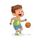 Children outdoors in action sports activity. Sport basketball, vector illustration.