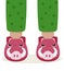 Children pajama slippers. Children feet in funny slippers. Pajama party.