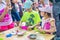 Children participating at outdoors cooking workshop