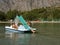 Children on pedal boat at sea 3