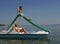 Children on pedal boat at sea 4