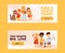 Children with pets friendship banner vector illustration. Love child dog and cat.
