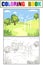 Children picture, art. Wind generator standing in a park, field. In minimalist style. Cartoon flat raster coloring