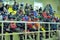 Children on the platform watching the competition on hockey