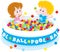 Children play in a ball pool