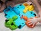 Children play a fun Board game where hippos eat balls. reaction games. educational games for children.