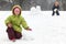 Children play on outdoor in winter