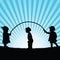 Children play with rope silhouette illustration