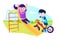 Children play swing cartoon vector Illustration
