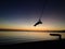 Children play on swing sunset Siquijor beach Philippines