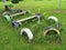 Children playground ship in province school stadium made from old tire