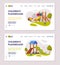 Children Playground Zone with Slide and Ladder Landing Page Template Vector Set