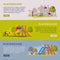 Children Playground Zone with Slide and Ladder Landing Page Template Vector Set