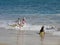 Children playing at the beach, happy days.