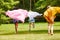 Children playing with cloth