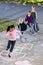 Children playing hopscotch