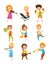 Children playing music instrument, talented little musician characters cartoon vector Illustrations on a white