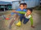 Children playing outside in the small mountain village Num, Nepal