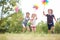 Children playing with pinwheels