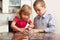 Children, playing puzzles