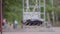 Children playing on the swing in the playgrond in Espoo Finland