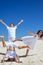 Children playing on white sand