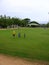 Children practicing soccer on a court in Puerto Ordaz city, Venezuela