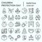 Children protection day line icon set, baby stuff symbols collection, vector sketches, logo illustrations, kids care