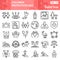 Children protection day line icon set, Child safety symbols set collection vector sketches. Kids care signs set for