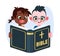 Children reading bible. Boy and girl hold holy book. Young readers learning religion together. Church literature