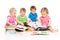 Children Reading Books, Babies Early Education, Kids Group, White