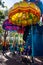 Children ready to ride amusement park Jumpin` Jellyfish