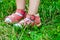 Children in red sandals