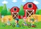 Children riding bike in the farm