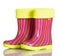 Children rubber boots with fabric inset for walking isolated.