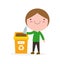 Children rubbish for recycling, Illustration of Kids Segregating Trash, recycling trash, Save the World , male recycling