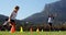 Children running in park during race