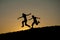 Children running silhouette